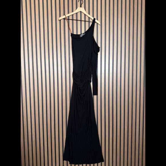 Young Fabulous & Broke Dresses & Skirts - Young Fabulous & Broke Dress XS Women Black Maxi Ruched One Sleeve Cold Shoulder